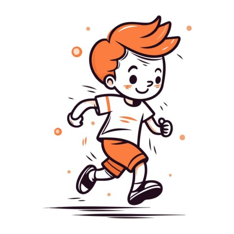 Running boy. Vector illustration of a cute little boy jogging.