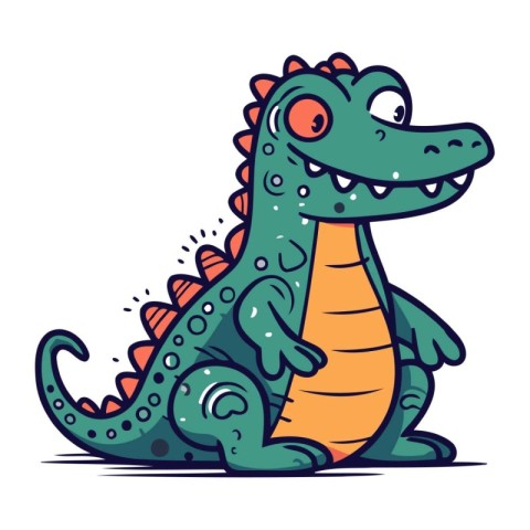 Cute cartoon crocodile. Vector illustration isolated on white ba