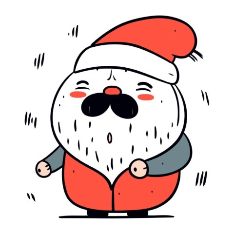 snowman in red coat and santa hat. vector illustration