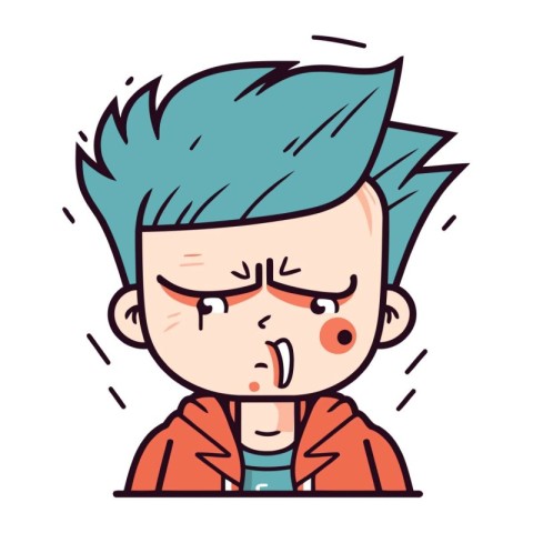 Crying boy cartoon vector illustration. Cartoon angry boy vector