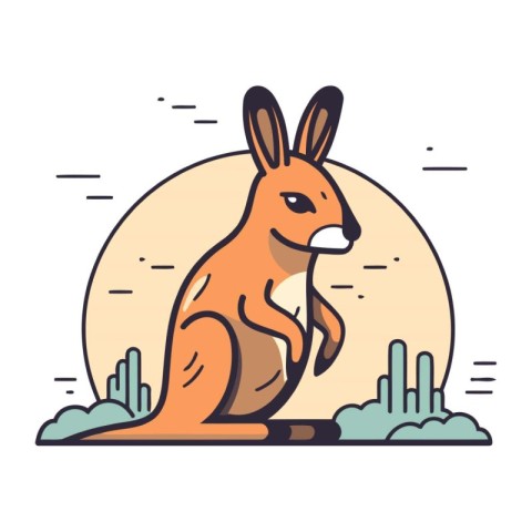 Kangaroo flat line icon. Vector illustration of kangaroo.