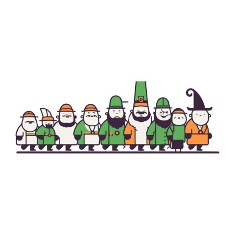 Happy Saint Patricks day. Leprechauns in traditional clothes. Ve