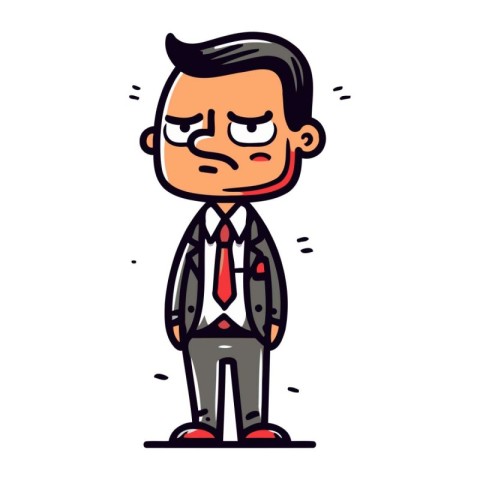 Angry boss cartoon character. Vector illustration isolated on wh