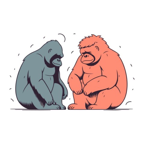 Gorilla and gorilla. Vector illustration of a gorilla and a gori