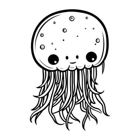 cute jellyfish sea animal kawaii character vector illustration d