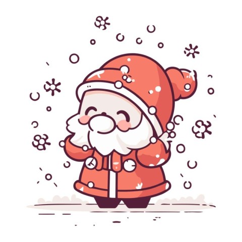 Cute santa claus. Christmas and New Year vector illustration.