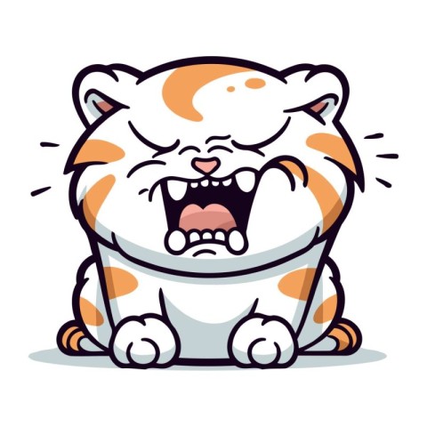 Angry cartoon tiger. Vector illustration. Isolated on white back