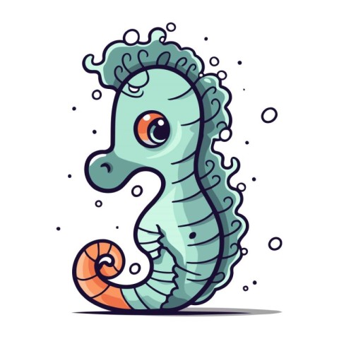 Cartoon sea horse. Vector illustration of a sea horse. Sea horse