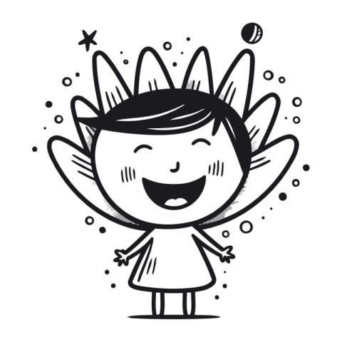 Cartoon illustration of a cute little angel. Vector clip art.