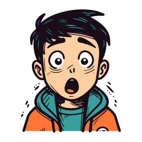 Surprised boy with big eyes. Vector illustration in cartoon styl