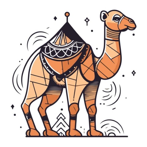 Camel vector illustration. Cute camel in native american style.