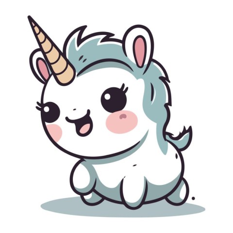 Cute cartoon unicorn. Vector illustration isolated on a white ba