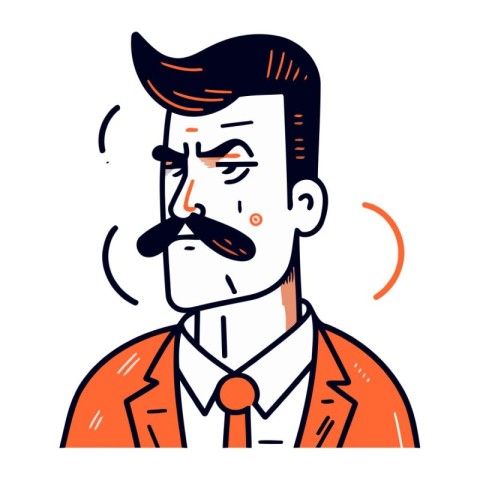 Funny man with mustache. Vector illustration in doodle style