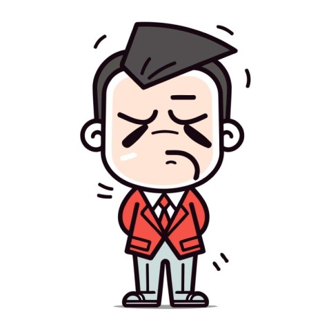 Sad senior man cartoon character. Vector illustration. Old peopl