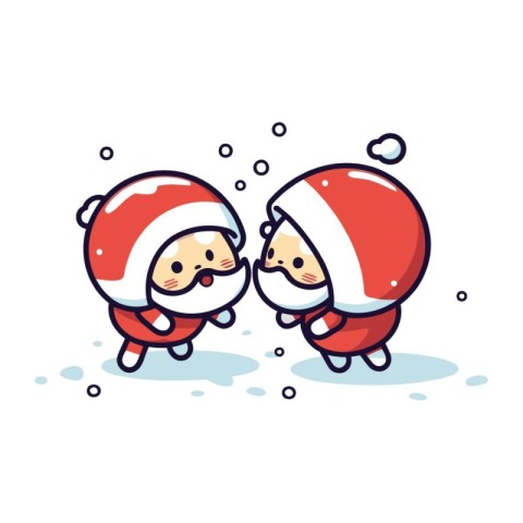 Cute cartoon Santa Claus and Snow Maiden. Merry Christmas and Ha