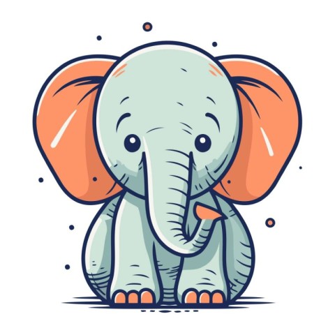 Cute cartoon elephant. Vector illustration isolated on a white b