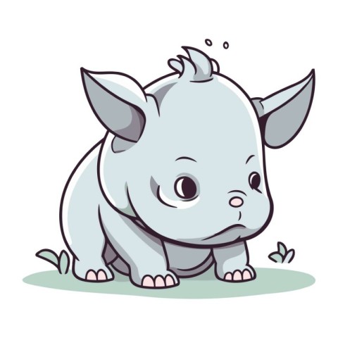 Cute rhinoceros vector illustration. Cartoon animal character.