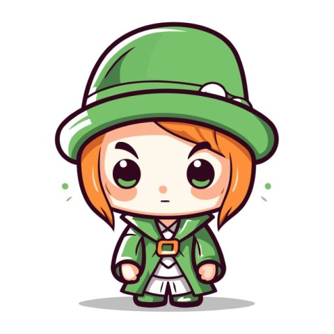 Cute Leprechaun Girl Cartoon Character Vector Illustration.