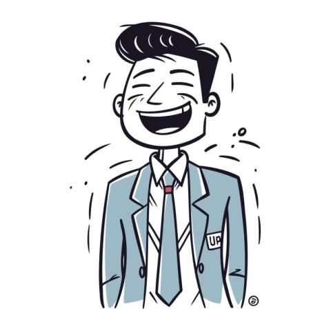 Vector illustration of a happy man in a suit. Business concept.