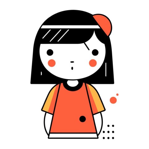 Cute little girl cartoon character vector illustration. Flat sty