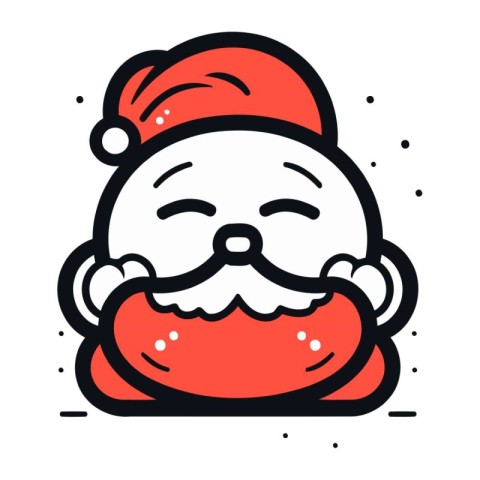 Cute Santa Claus icon in line art style. Vector illustration.