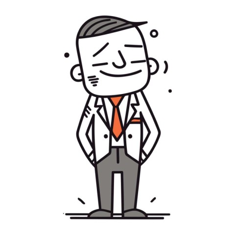 Stickman businessman with sad facial expression. Vector illustra