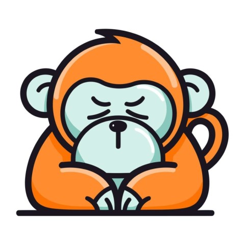 Cute cartoon monkey. Vector illustration isolated on a white bac