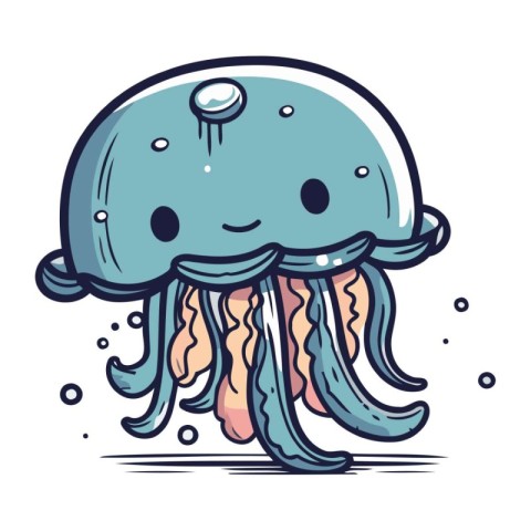 Cartoon jellyfish. Vector illustration of a cartoon jellyfish.