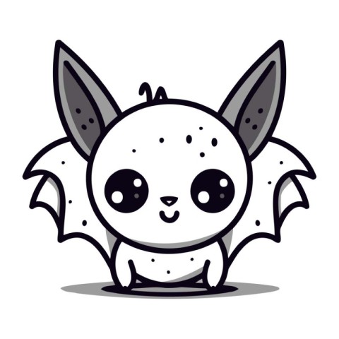 Cute Cartoon Bat Vector Illustration. Cute Bat Animal Character