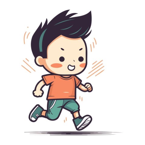 Running boy vector illustration. Running boy cartoon character.