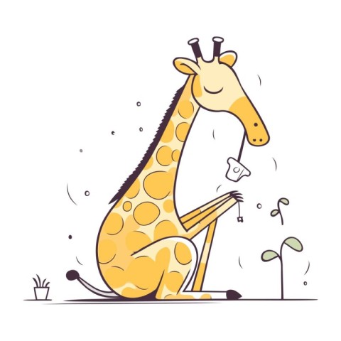 Vector illustration of a cute giraffe. Cute cartoon giraffe.