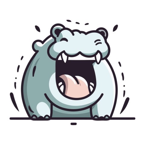 Angry hippopotamus. Vector illustration in cartoon style isolate