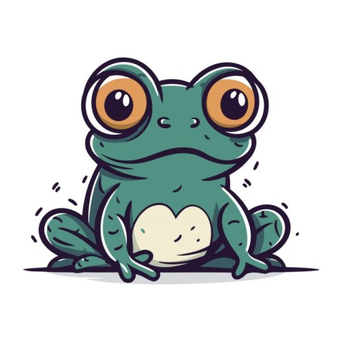 Cute cartoon frog. Vector illustration. Isolated on white backgr