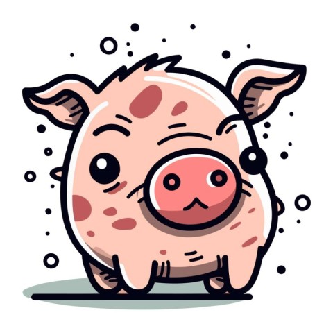 Funny pig. Vector illustration. Isolated on white background.