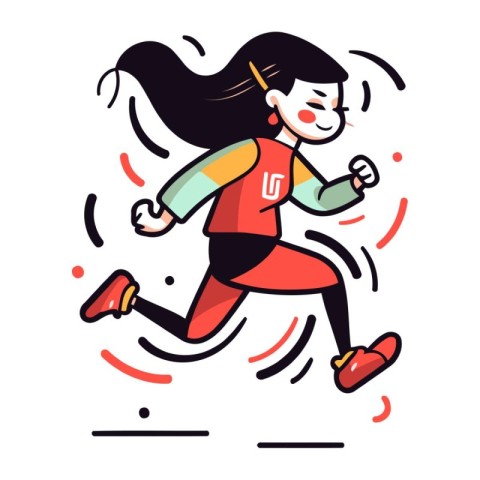 Running woman in sportswear. jogging. jogging. Vector illustrati