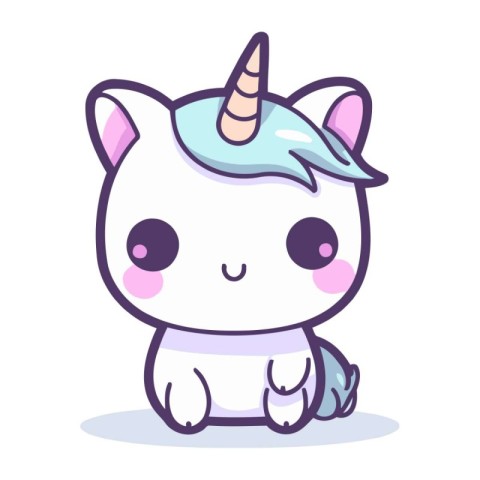 Cute cartoon unicorn. Vector illustration. Isolated on white bac