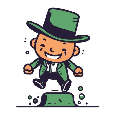 Leprechaun running on the ground. vector illustration.