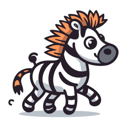 Cute cartoon zebra isolated on white background. Vector illustra