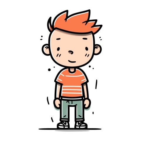 Vector illustration of a little boy in casual clothes. Cartoon c