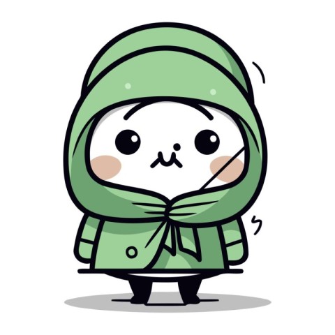 Cute Snowman Wearing Raincoat Cartoon Mascot Character