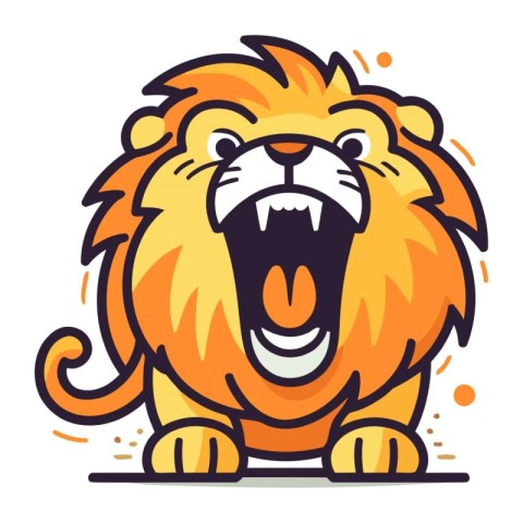 Lion mascot. Vector illustration of a lion with open mouth.