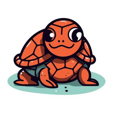 Cute cartoon turtle isolated on a white background. Vector illus