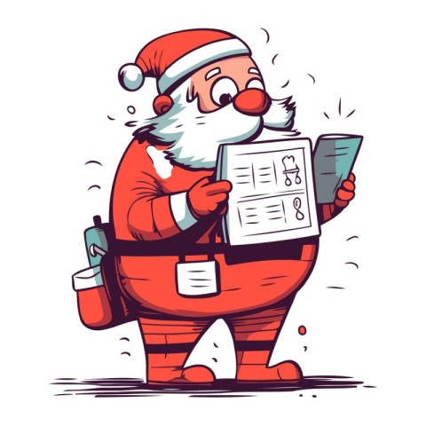 Santa Claus with a tablet. Vector illustration of a Santa Claus.