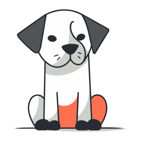 Cute cartoon dog character. Vector illustration. Isolated on whi