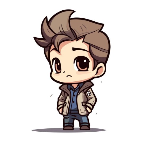 Cute cartoon boy wearing casual clothes. Vector illustration iso