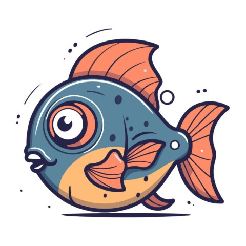 Cute cartoon fish. Vector illustration. Isolated on white backgr