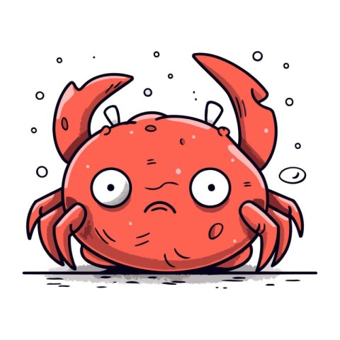 Crab. Cute cartoon character. Vector illustration for your desig