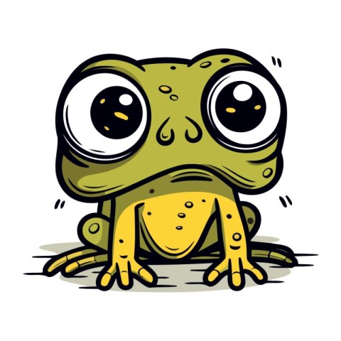 Frog with big eyes. Vector illustration of a cartoon frog.