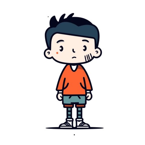 Boy feeling sad. sketch vector illustration. Hand drawn cartoon