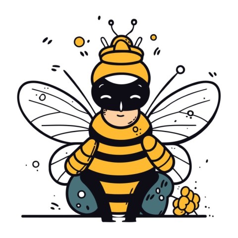 Cute little bee. Vector illustration in cartoon style. Isolated